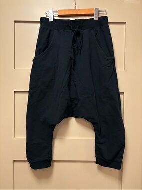 STEFANEL Drop Crotch Harem Capri Stretch Crop Jogger Legging Italian Y2K